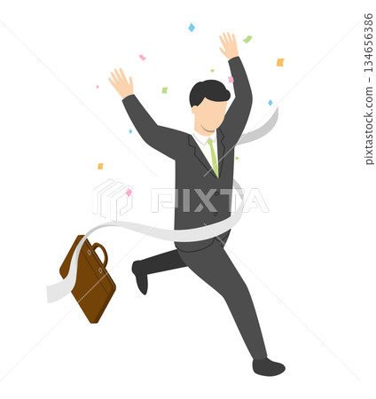 Running office worker male goal isometric 134656386