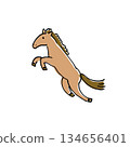 Wishing for a leap in the Year of the Horse, 2026! A color illustration of a cute jumping horse 134656401