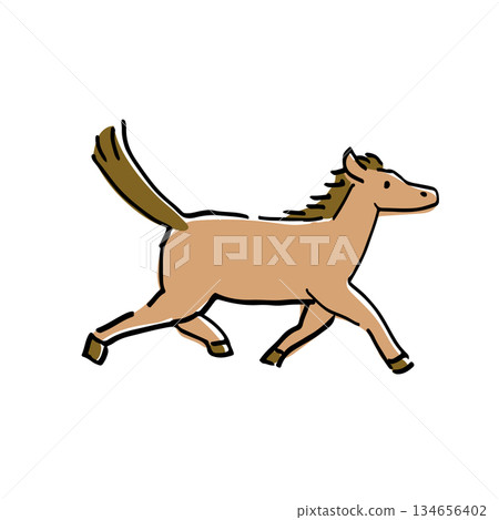 A cute horse running energetically for your 2026 Year of the Horse New Year's card! 134656402