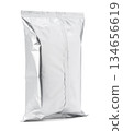 Blank silver foil snack packaging bag mockup isolated on a white background 134656619
