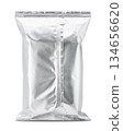 Blank silver foil snack packaging bag mockup isolated on a white background 134656620