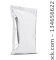 Blank silver foil snack packaging bag mockup isolated on a white background 134656622