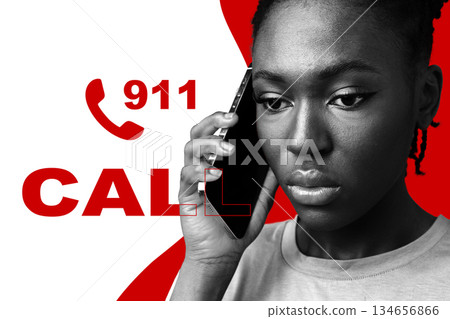 Person using a smartphone to make a call for emergency help at night in a city Person using a smartphone to make a call for emergency help at night in a city 134656866