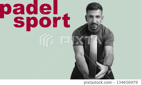 Man playing padel sport indoors during a training session 134656979