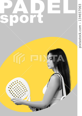 Enjoying a moment of concentration while preparing to play padel sport Enjoying a moment of concentration while preparing to play padel sport 134657063