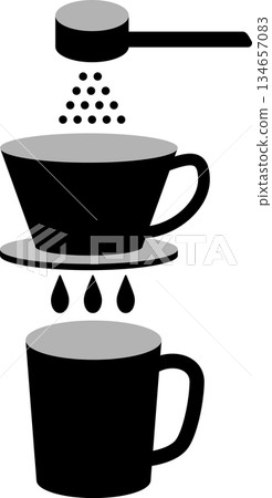 簡單的手沖咖啡插圖（單色） 134657083