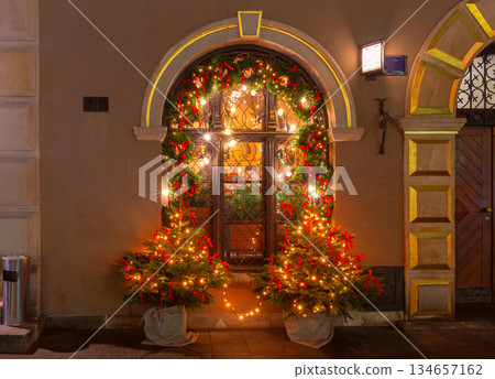 Old Town Market Square Christmas facades Warsaw Poland Old Town Market Square Christmas facades Warsaw Poland 134657162