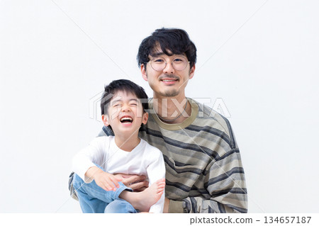 Family portrait of a boy and his father 134657187