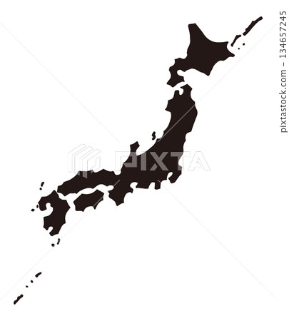 Silhouette of the Japanese archipelago Vector illustration | Japan map, national map, simple material 134657245