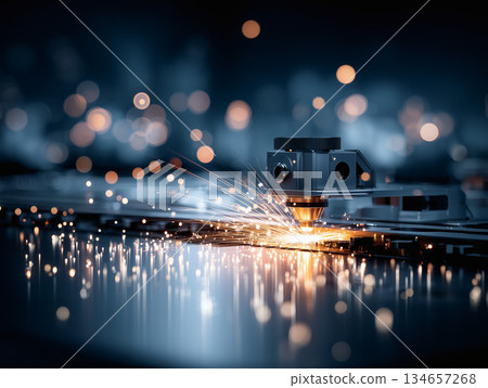 Industrial machine tools with sparks flying Industrial machine tools with sparks flying 134657268