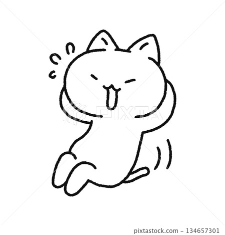 Cat working hard on abdominal muscles Line drawing Cat working hard on abdominal muscles Line drawing 134657301