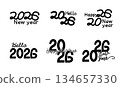 簡約單色 2026 新年快樂圖示集 134657330