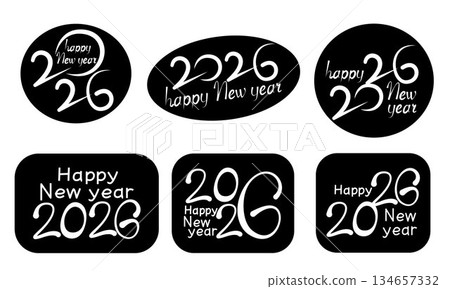 簡約單色 2026 新年快樂圖示集 134657332