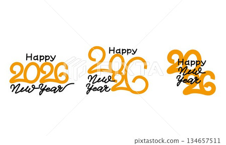Colorful 2026 number icons, New Year, 2026 New Year's card illustration set Colorful 2026 number icons, New Year, 2026 New Year's card illustration set 134657511