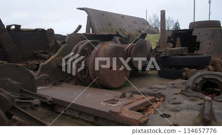 unused metal components awaiting reuse, degraded equipment and materials prepared for recycling, abandoned metallic fragments and wornout components awaiting recycling and revitalization efforts unused metal components awaiting reuse, degraded equipment and materials prepared for recycling, abandoned metallic fragments and wornout components awaiting recycling and revitalization efforts 134657776
