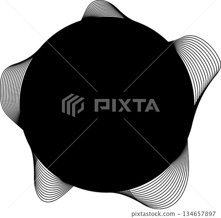 Circle and wavy flowing shape and place for text use for badges, price tag, logo Circle and wavy flowing shape and place for text use for badges, price tag, logo 134657897