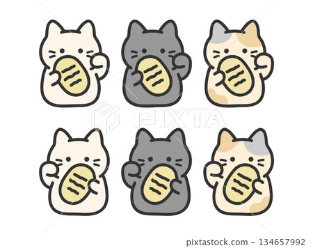 Maneki Neko Illustration Set 134657992