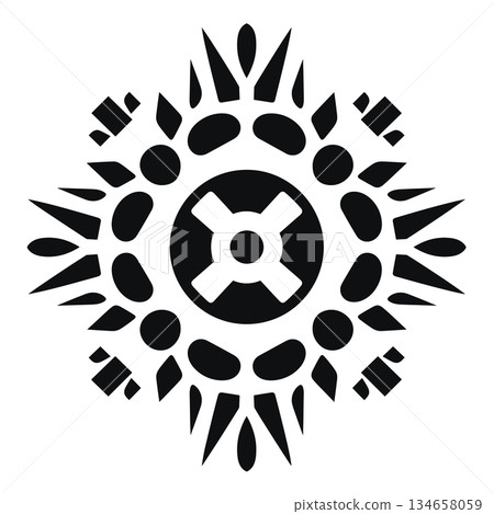 Graphic abstract sun illustration in black and white 134658059