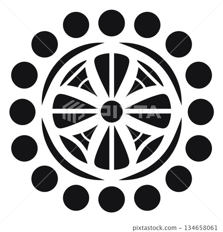 Dharmachakra, wheel of law with dots representing enlightenment 134658061