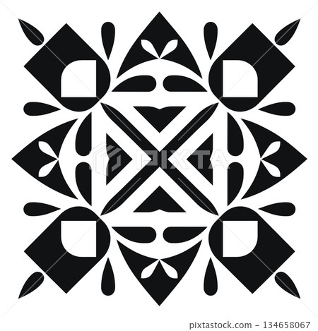 Black and white abstract pattern forming a geometric shape with symmetry Black and white abstract pattern forming a geometric shape with symmetry 134658067