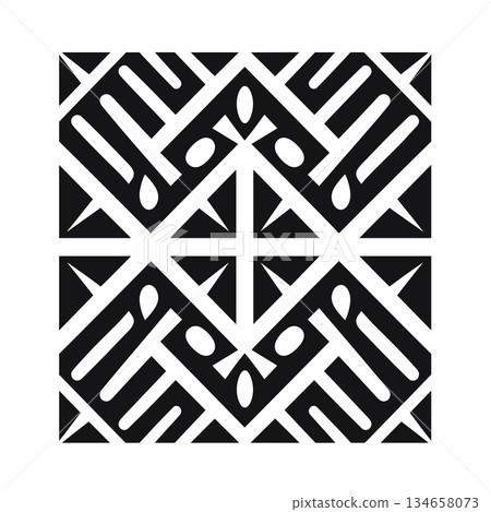 Black and white repeating square pattern with geometric shapes Black and white repeating square pattern with geometric shapes 134658073