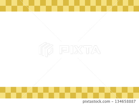 Golden checkered Japanese pattern frame New Year background New Year's card Golden checkered Japanese pattern frame New Year background New Year's card 134658887