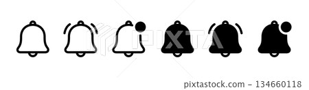 Notification bell icon set Notification bell icon set 134660118