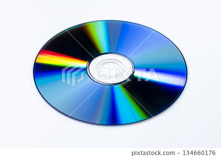 Optical disc media used for data storage on white background Optical disc media used for data storage on white background 134660176