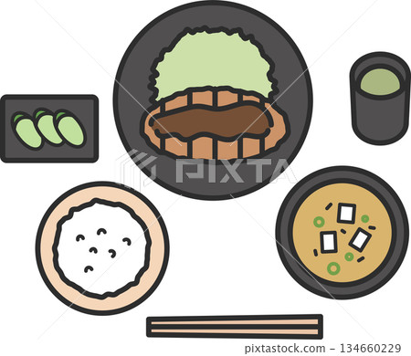 炸豬排套餐的插圖 134660229