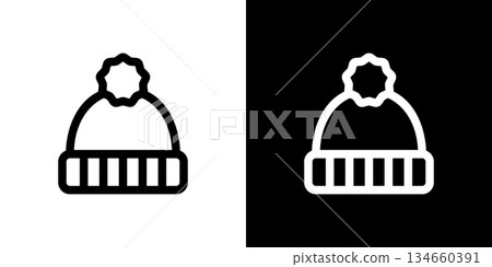 Knit hat/beanie icon Knit hat/beanie icon 134660391