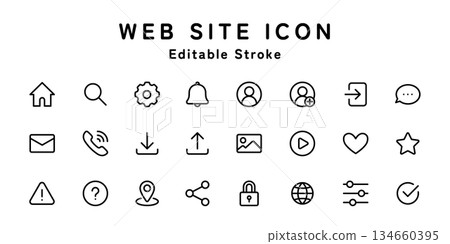 網站圖示集（線條粗細可調） 134660395