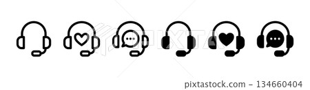 Support headset icon set Support headset icon set 134660404