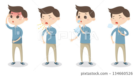 A set of expressions for common cold and infectious diseases, men's life cards, medical clinics, medical clinics, hospital wide-ranging reports, public announcements, material sheets. 134660526