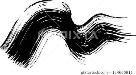 Real Ink Wave Dry Brush Grunge Stroke Illustration. 134660911