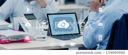 Cloud system and data integration: Office work image Cloud system and data integration: Office work image 134660990