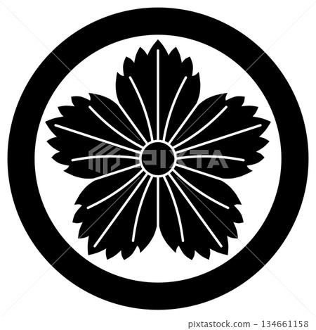 This is the family crest of Masatsugu Hikita. It is a circle with a dianthus (nadeshiko). 134661158