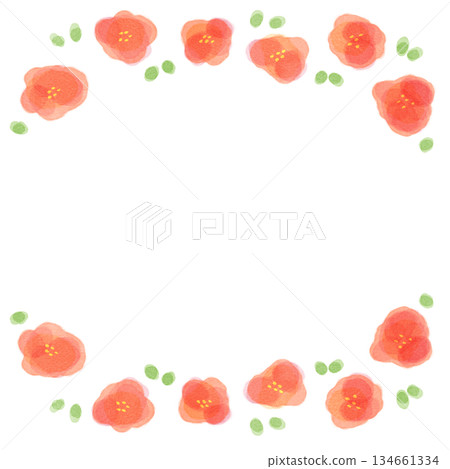 Simple floral red watercolor frame round Simple floral red watercolor frame round 134661334