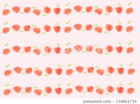 Simple floral red watercolor frame horizontal 134661734