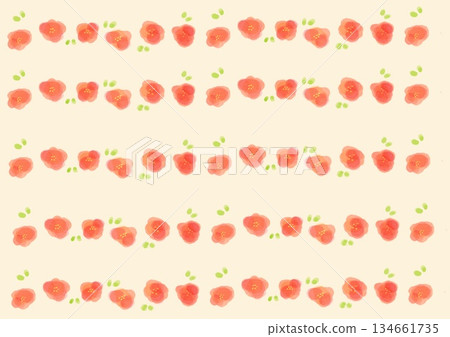 Simple floral red watercolor frame horizontal 134661735