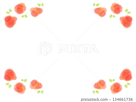 Simple floral red watercolor frame horizontal 134661736