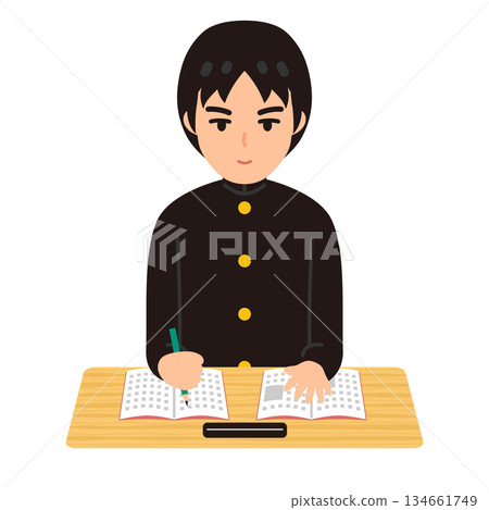 Illustration of a male student studying 134661749