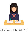 Illustration of female students studying 134661750