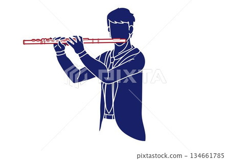Flute Musician Orchestra Instrument Cartoon Graphic Vector 134661785