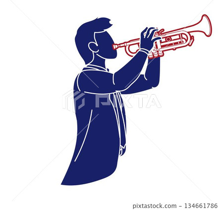 Trumpet Musician Orchestra Instrument Cartoon Graphic Vector 134661786