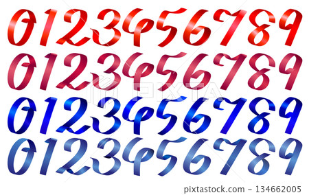 絲帶狀光澤漸層數位套裝(0-9) 絲帶狀光澤漸層數位套裝(0-9) 134662005