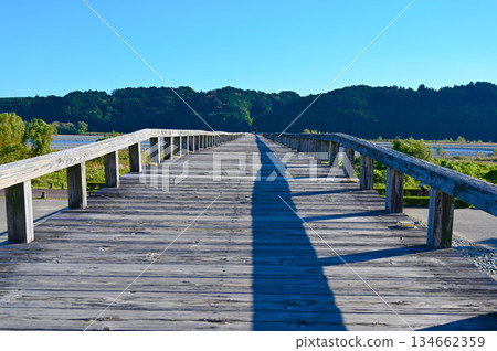 Horai Bridge, the world's longest wooden pedestrian bridge, Shimada City 134662359