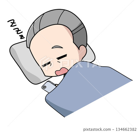 圖:一位老人在使用智慧型手機時睡著了 圖:一位老人在使用智慧型手機時睡著了 134662382