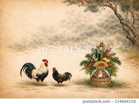 New Year's card template for the Year of the Rooster 134664158