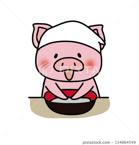 豬在做蕎麥麵 134664549