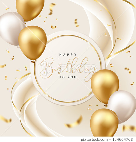 豪華圓形盒子和金色球生日情人節母親節婦女節節日教派紀念日寬版公告宣言材料單 134664768